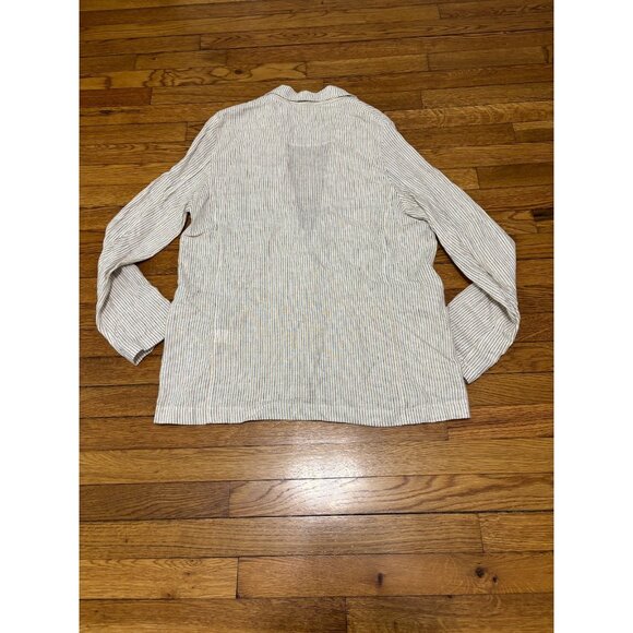 Max Studio Womens Jacket Sz Large White Striped Linen 1 Button Blazer NWT $118 - Picture 7 of 7